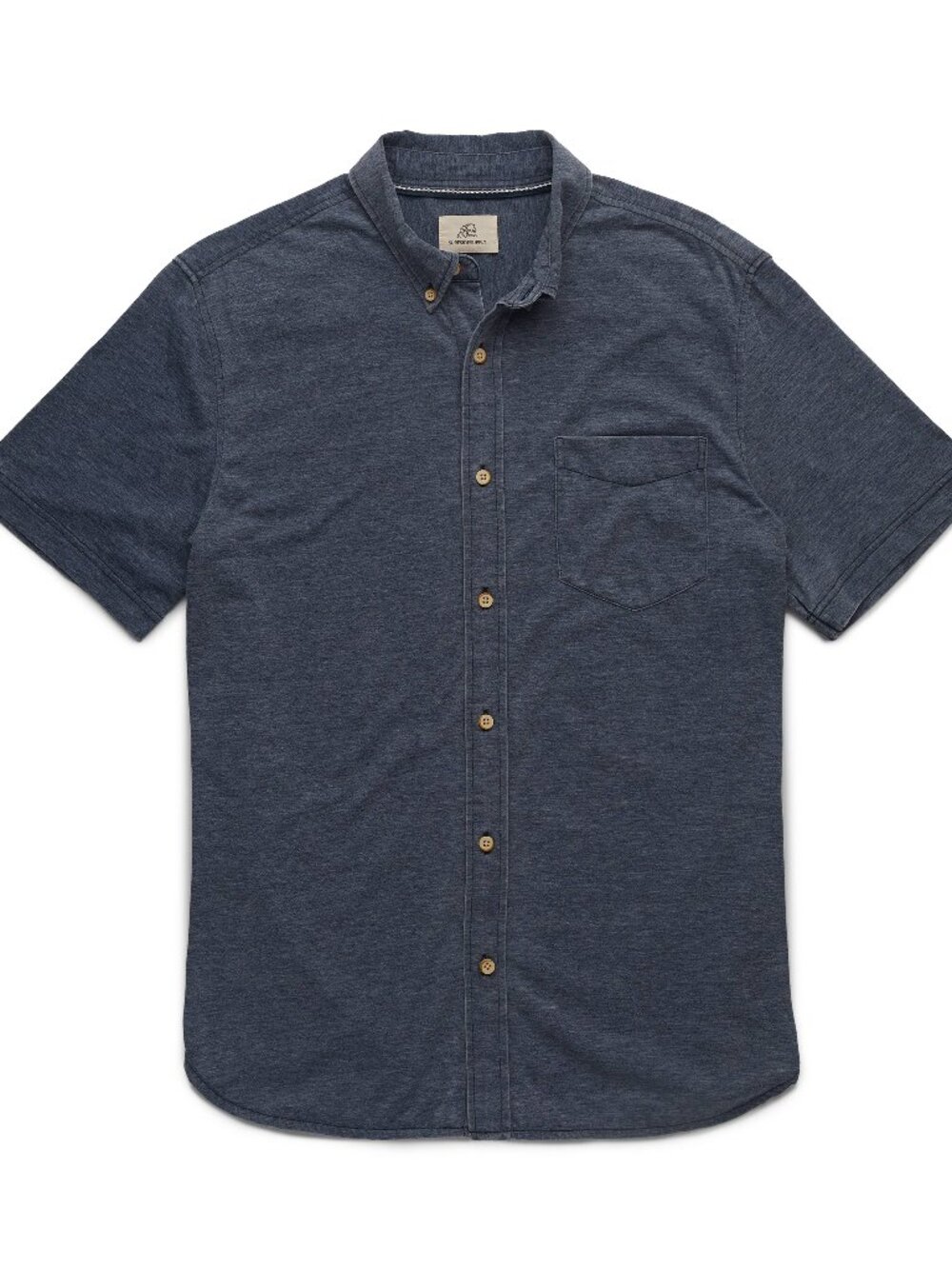 Surfside Supply Navy Burnout Knit Button Up Short Sleeve Shirt